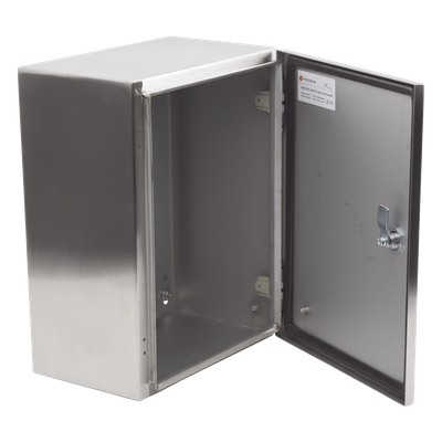 Gabinete de Acero Inoxidable IP66 Uso en Intemperie (300 x 400 x 200 mm) con Placa Interna Galvanizada. - Imagen 3