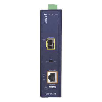 Convertidor de Medios PoE Industrial, Puerto SFP 1000BASE-SX/LX a Puerto RJ45 Gigabit con Salida PoE 802.3at (Hasta 30 W). - Imagen 4
