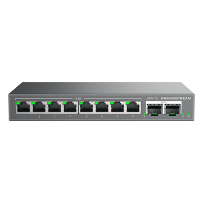Switch L2 Lite Administrable de 10 Puertos / 8 Puertos Ethernet 2.5 Gigabits / 2 Puertos SFP+ 10 Gigabits / VLAN / QoS / Montaje en Escritorio o Pared / Compatible con GDMS