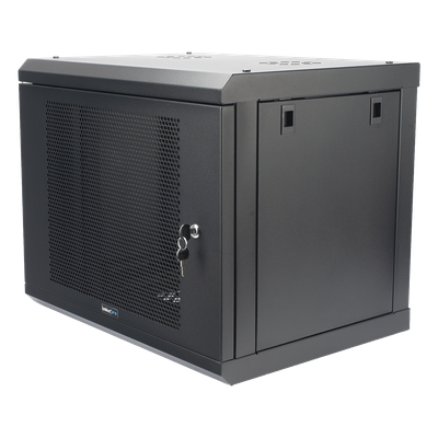 Gabinete de Pared de 9U con Puerta Perforada, 455 mm de Profundidad, Rack de 19'', Acero Reforzado Color Negro. - Imagen 4