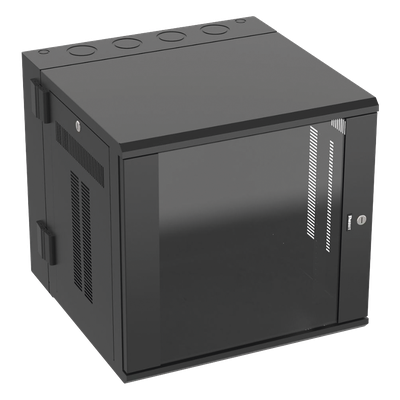 Gabinete PanZone de Montaje en Pared, de 19in, Puerta con Ventana de Seguridad, 12 UR, 635mm de Profundidad, Color Negro - Imagen 5