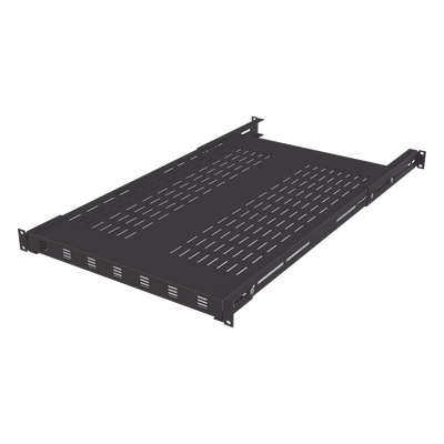 Charola Ventilada para Soportar Equipos en Rack, Profundidad Ajustable de 495 a 965 mm, 1U, Color Negro