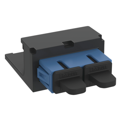 Módulo Acoplador SC Duplex, para Fibra Óptica Monomodo OS1/OS2, Tipo Mini-Com, Color Azul