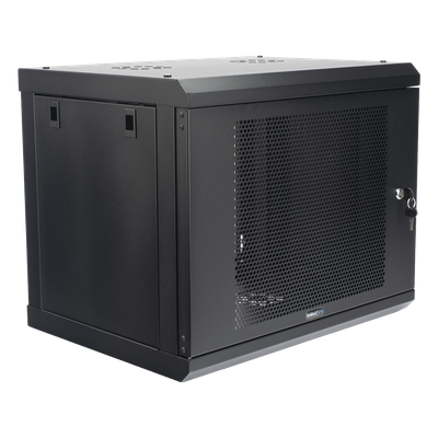 Gabinete de Pared de 9U con Puerta Perforada, 455 mm de Profundidad, Rack de 19'', Acero Reforzado Color Negro. - Imagen 3