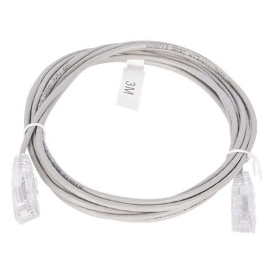 Cable de Parcheo Slim UTP Cat6 - 3 Metros (9.84 Pies) Gris Diámetro Reducido (28 AWG)