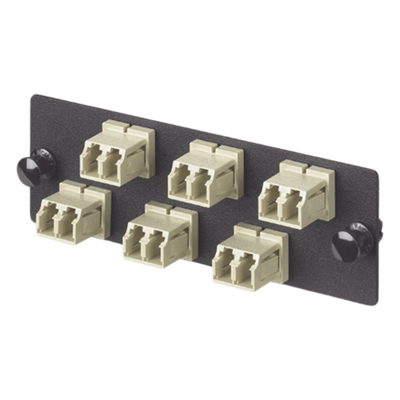 Placa Acopladora de Fibra Optica FAP, Con 6 Conectores LC Duplex (12 Fibras), Para Fibra Multimodo OM1, Color Marfil