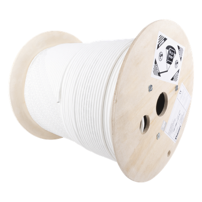 Bobina de Cable Blindado S/FTP de 4 Pares, Cat7, Inmune a Ruido e Interferencias, LSZH (Bajo Humo, Cero Halógenos), Color Blanco, Bobina de 500 Metros (1640 Pies)