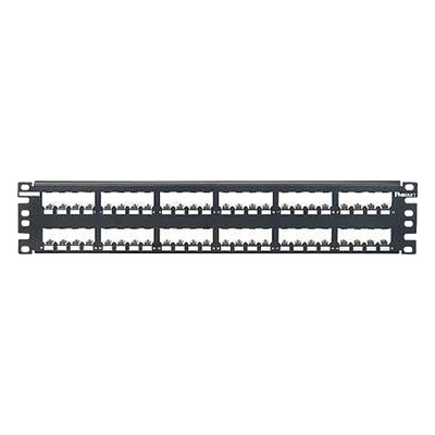Panel de Parcheo Modular / 48 Puertos / 2UR / Plano / Totalmente Blindado / Acero Inoxidable / Rack 19"