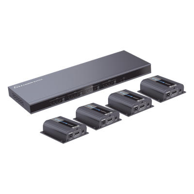 MATRICIAL Y EXTENSOR DE VIDEO HDMI 4 x 4 / 4 Entradas HDMI / 4 Salidas HDMI Loop / 4 Salidas RJ45 para Extender la señal 40 metros por salida  /  1080 @ 60Hz / Conmutación por RS232, Control Remoto o Ethernet. 