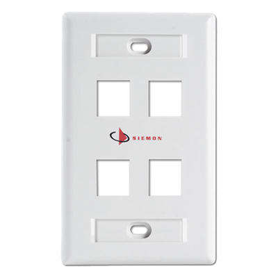 Placa de Pared Keystone de 4 Salidas, Color Blanco, para Jacks Keystone Z-MAX y MAX
