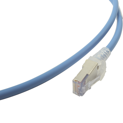 Patch Cord Skinny Cat6A Blindado S/FTP, 1.52 Metros (5 Pies), Diámetro Reducido 28 AWG, Color Azul - Imagen 6