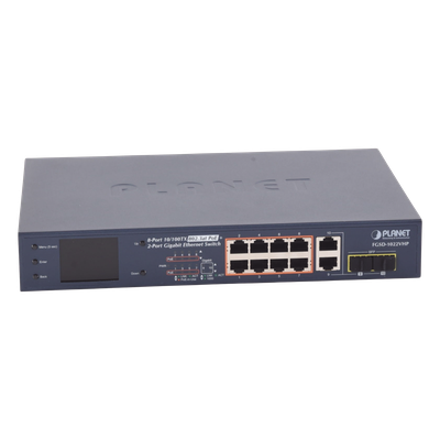 Switch PoE+ / Distancia 250 Metros / 8 Puertos + 2 Combo TP/SFP Gigabit y Pantalla LCD Para Monitoreo - Imagen 3