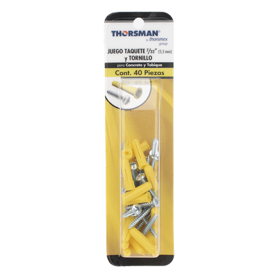 Paquete de 20 taquetes amarillo 1" y 20 tornillos 8mm x 1" - Imagen 6