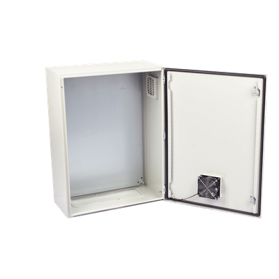 Gabinete Ventilado de Acero IP55 Uso en Exterior (400 x 600 x 250 mm) con Placa Trasera Interior Metálica y Compuerta Inferior Atornillable. Incluye Ventilador, Ventilas, filtros, Chapas y Llave T. - Imagen 6