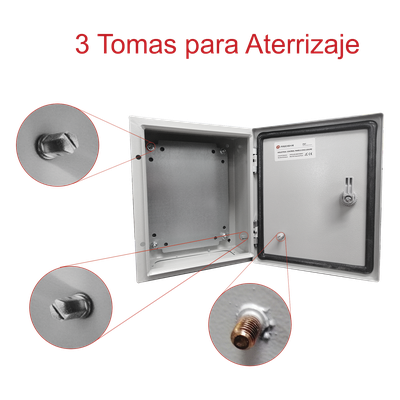 Gabinete de Acero IP66 Uso en Intemperie (250 x 300 x 150 mm) con Placa Trasera Interior Metálica y Compuerta Inferior Atornillable (Incluye Chapa y Llave T). - Imagen 9