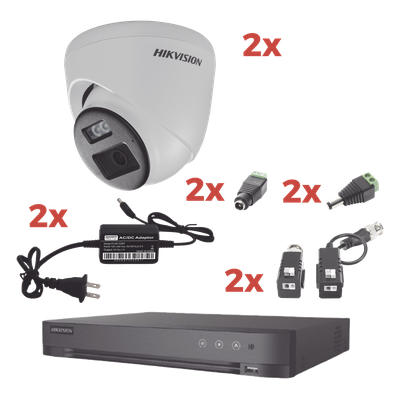 Kit Audio Bidireccional TurboHD 1080p / DVR 4 Canales / 2 Cámaras Eyeball (Exterior) con Bocina y Microfóno Integrado / 2 Fuentes de Poder / Accesorios