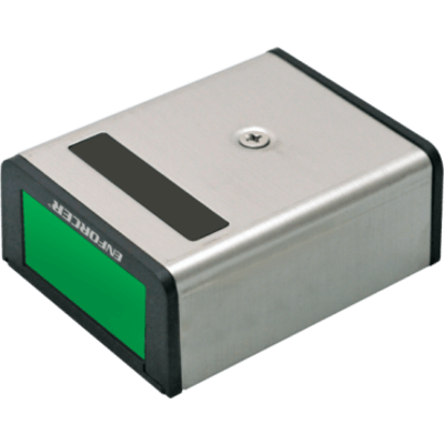Botón / Interruptor de Liberación de Puerta / Reed Switch de Alta Confiabilidad / Relevador NO/NC/COM / 0.2 A @ 12 VDC / Botón Verde y Rojo Reemplazable  / Cubierta de Acero Inoxidable / Terminales de Tornillo / Montaje Bajo Escritori