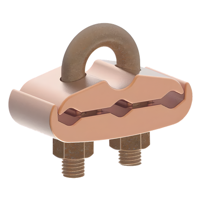 Conector Mecánico para 3 Cables para Calibre 2/0 AWG - 250 KCMIL a Tubería de 3/8"  o  Varilla 5/8" - 3/4".