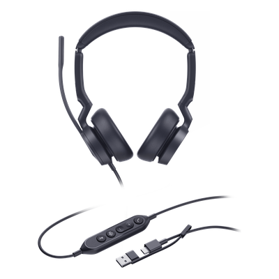 Auriculares Yealink UH46 Dual con cancelación de ruido por IA para Microsoft Teams, USB-C/A e indicador de ocupado