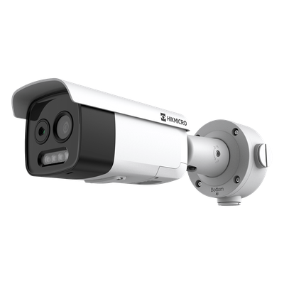 (HIKMICRO) Cámara Bala IP Bi-Espectral  / Térmica (256 X 192 / 3.6 mm) + Óptica (5 MP / 4.3 mm) / GUANLAN AI / Detección Térmica de Incendios y Humos / Medición de Temperatura -20°