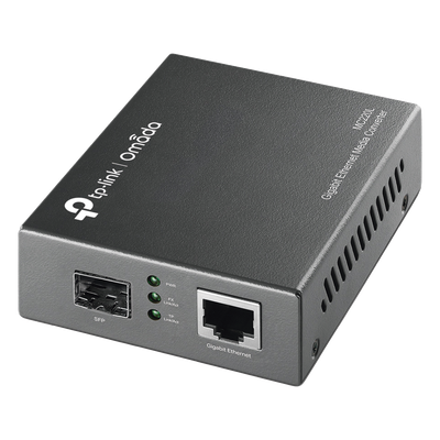 Convertidor Fibra Óptica Monomodo o Multimodo / 1 Puerto SFP 1000 Mbps / 1 Puerto RJ45 10/100/1000 Mbps / Plug and Play 