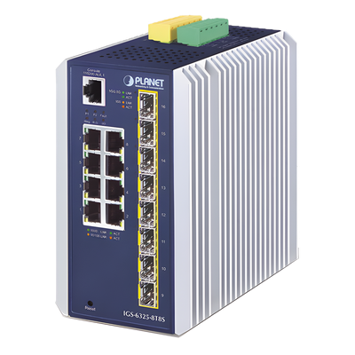 Switch Industrial Administrable Capa 3, 8 Puertos Etherrnet 10/100/1000T, 8 Puertos SFP de 1G/ 2.5G