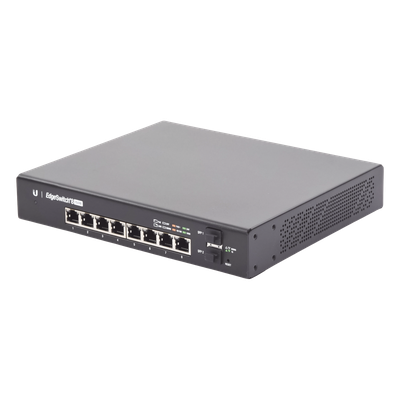 Switch EdgeMAX Administrable de 8 Puertos Gigabit con PoE+/PoE Pasivo 24V + 2 Puertos SFP, 150 W