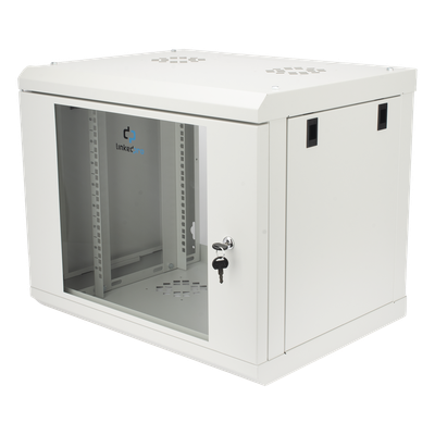 Gabinete de Pared de 9U con Puerta de Cristal Templado, 479.5 mm de Profundidad, Rack de 19'', Acero Reforzado, Color Blanco
