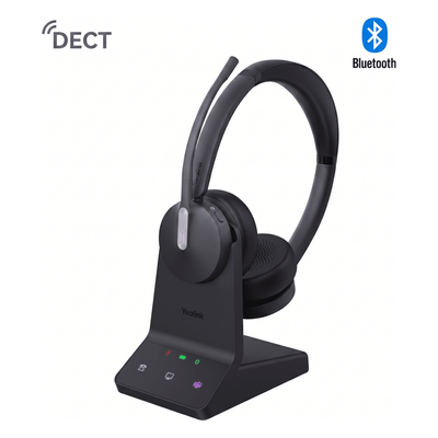 Auriculares estéreo Yealink WH64 edición MS con Bluetooth integrado (base y auriculares DECT) / Cancelación activa de ruido / Triple conexión