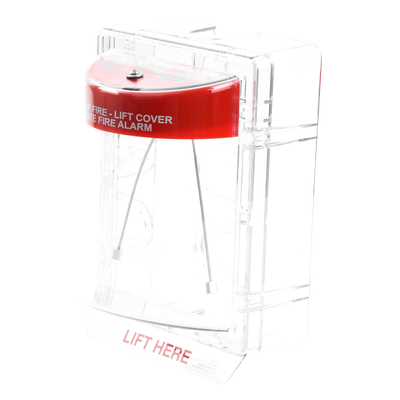 Cubierta Protectora Serie Stopper II® De Policarbonato, Con Bocina, Espaciador Transparente, Montaje en Superficie, Etiqueta en Inglés - Imagen 4