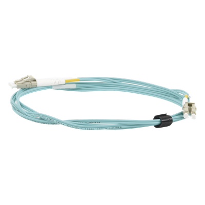 Jumper de Fibra Óptica Multimodo 50/125 XGLO OM3, LC-LC Duplex, OFNR, Color Aqua, 2 Metros (6.56 Pies)