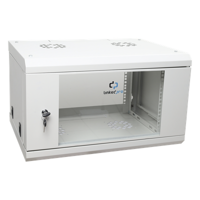 Gabinete de Pared de 6U con Puerta de Cristal Templado, 455 mm de Profundidad Total, Rack de 19'', Acero Reforzado Color Blanco - Imagen 3