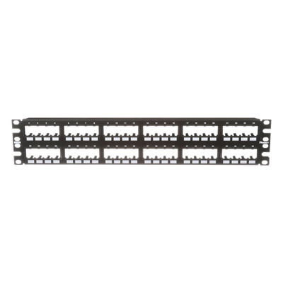 Panel de Parcheo Modular Mini-Com (Sin Conectores), Plano de Instalación al Ras, Sin Blindaje, de 48 Puertos, 2UR