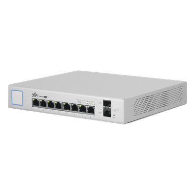 Switch UniFi Administrable de 8 Puertos Gigabit PoE+ 802.3at/af y PoE Pasivo 24V.