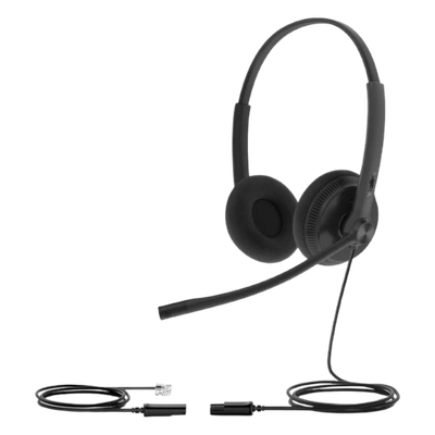 Diadema Alámbrica YHS34 Dual de Yealink QD a RJ9 con Almohadillas de Esponja