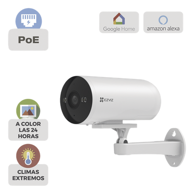 Cámara IP Exterior PoE / Color Night Vision / 3 Megapixel (2K) / AI Detección Humana y Vehiculos / H.265 / Vision Nocturna a Color / IP67 / Audio Bidireccional / Luz y Sirena / Micro SD