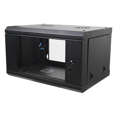 Gabinete de Pared de 6U con Puerta de Cristal Templado, 455 mm de Profundidad Total, Rack de 19in, Acero Reforzado Color Negro. - Imagen 3