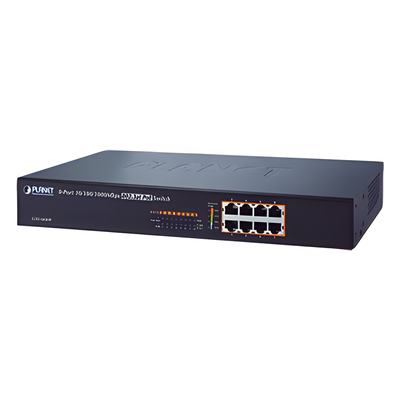 Switch no administrable PoE Gigabit de 8 Puertos 10/100/1000 Mbps con High PoE 802.3af/at, 130W potencia total