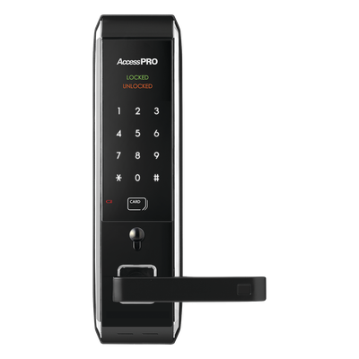 Cerradura inteligente para puertas con doble cerrojo/teclado Touch Screen, Apertura con tarjeta Mifare /Contraseña y Llave de emergencia 