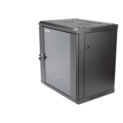 Gabinete para Montaje en Pared - Piso / Puerta de Cristal Templado / Cuerpo Fijo / 12 Unidades de Rack / 19" / Fabricado en Acero