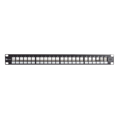 Patch Panel UTP Keystone de 24 Puertos Modular (Vacío), Plano, 1UR, Compatible con Jacks Keystone UTP Z-MAX y MAX