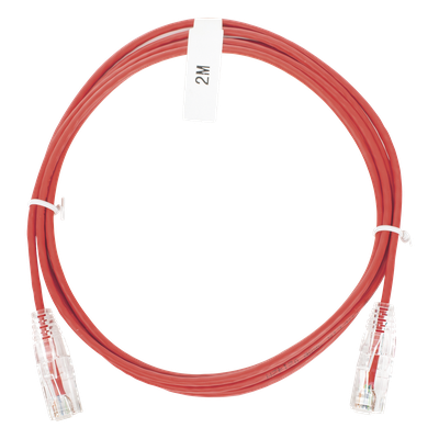 Cable de Parcheo Slim UTP Cat6 - 2 Metros (6.56 Pies) Rojo Diámetro Reducido (28 AWG)