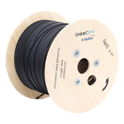 Carrete de 1 km de Fibra Óptica Aérea Mini Figura 8 G.657A2 Tipo Drop, Monomodo de 2 Hilos (Bifibra), Diseñada para Fusionarse, Color Negro, Span 80, (No Soporta Conectores Mecánicos) - Imagen 6