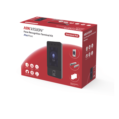 Kit Terminal Reconocimiento Facial / 1500 Rostros + 3000 Huellas + 3000 Tarjetas / Pantalla Táctil 4.3" / 2 MP Gran Angular / PoE + / Alimentación Cerradura / IP65 / Wi-Fi + Audio Bidireccional / Reconocimiento con Mascarilla