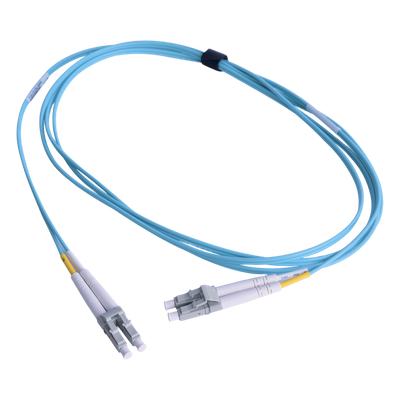 Jumper de Fibra Óptica Multimodo 50/125 OM3 XGLO, LC-LC Duplex, OFNR, Color Aqua, 1 Metro (3.28 Pies)
