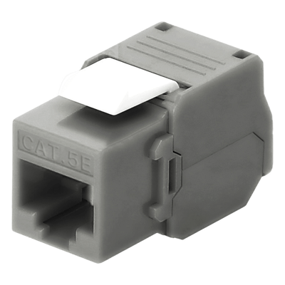 Módulo Jack Keystone Cat5e (Toolless), con Terminación en Ángulo 180 - Color Gris, Compatible con Faceplate y Patchpanel Linkedpro