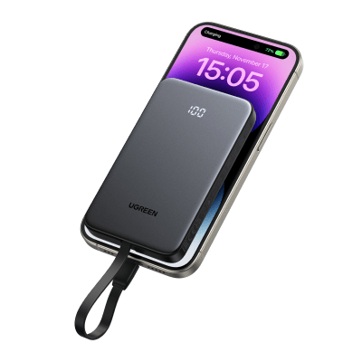Power Bank 10000mAh con Cable Integrado 20W / Puerto USB-C PD3.0 PPS / Puerto USB-A SCP 22.5W / Batería Polímero Litio / Protecciones Múltiples / Indicador Digital / Material V-0 - Imagen 4