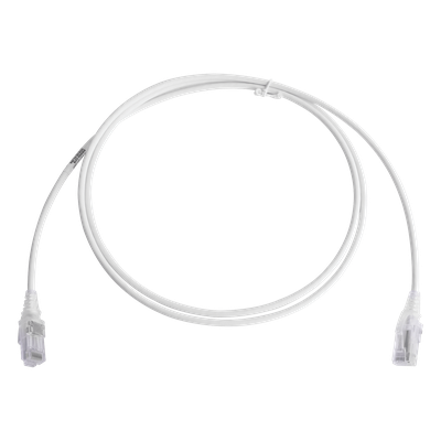 Patch Cord MC6 Modular Cat6 UTP, CM/LS0H, 1.52 Metros (5 Pies), Color Blanco, Diámetro Reducido (28AWG), Versión Bulk (Sin Empaque Individual)
