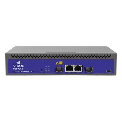 OLT de 1 puerto Combo GPON/XG(S)PON con 3 puertos Uplink (2 puertos Gigabit Ethernet + 1 puerto SFP/SFP+), hasta 128 ONU/ONT