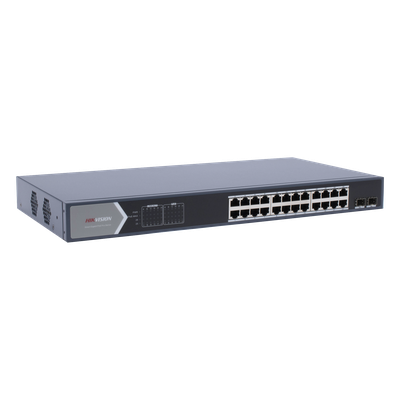 Switch Gigabit PoE+ / Administrable / 24 Puertos 1000 Mbps PoE+ / 2 Puertos SFP / Configuración Remota desde Hik-PartnerPro / PoE Extendido 250 Metros / 370 Watts - Imagen 3